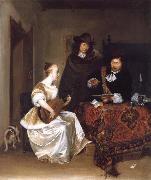 Gerard Ter Borch A Woman Playing a Theorbo to Two Men USA oil painting artist